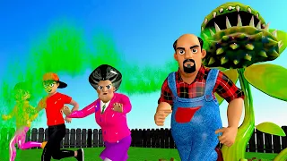 NickJoker and Tani Harley Quinn Run Mini Self Scooter Troll Miss T vs 3 Neighbor - Scary Teacher 3D