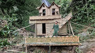 How to build Bamboo House On the Big Waterfall, Bushcraft Life, Bushcraft Alone #23