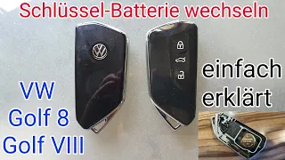 VW Golf 8 Schlüssel Batterie wechseln - so einfach gehts, Volkswagen Golf VIII