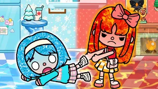 I Have Twin Sisters, An Icy and A Fire 🔥❄️  Ice VS Fire Compilations Stories | Sad Story | Toca Boca