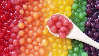 RAINBOW FRUIT BOBA Made With Real Fruit 🍓🥭🍋🥝🍇 | Fruit Tapioca Pearl