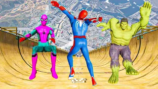 Team Spiderman vs Longest Ramp in GTA 5 - Jumping from Highest in GTA 5 || 1 hour video