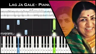 ♫ Lag Ja Gale (Lata Mangeshkar) || Piano Tutorial + Music Sheet + MIDI with Lyrics