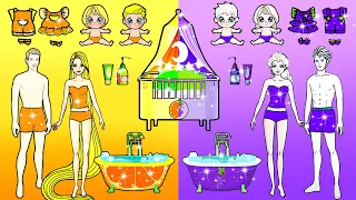 Vestir Muñecas De Papel | Orange And Purple Elsa And Rapunzel Fruit House | Woa Doll En Spanish