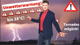 Tornado-Alarm nach extremer Hitze! Schwere Gewitter beenden die sehr heißen Tage über 35 °C!