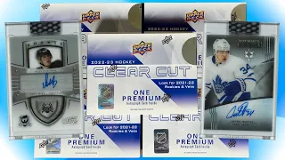 Opening 5 Boxes of 2022-23 Upper Deck Clear Cut Hockey Hobby - With 2021-22