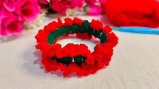 Crosia se hair rubber ki design banaye 🧶| crochet design for beginners | crosia and jewel art