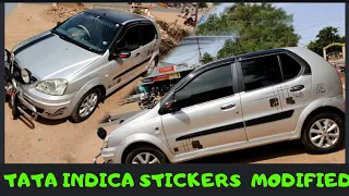 Tata indica body stickers, roof black  modified