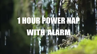 Gentle Rain 1 Hour Power Nap with Alarm, Sleep Fast Relaxation, Wake Up to Nature Sounds + Buzzer
