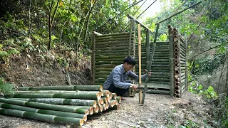 Build Bamboo House With Just a Knife - Solo Survival & Bushcraft Camp