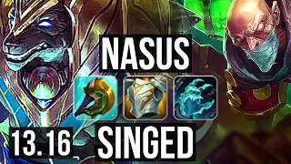 NASUS vs SINGED (TOP) | 4/1/7, 1.9M mastery, 1300+ games | EUW Master | 13.16