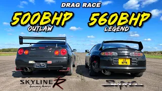 JDM LEGENDS RACE.. 500HP SKYLINE 25R v 560HP TOYOTA SUPRA