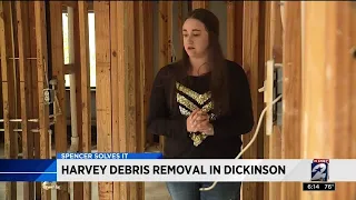 Dickinson family gets help with Harvey debris removal from in front of home