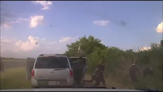 Dashcam video shows illegal immigrants pour out of smuggler's car after Texas pursuit