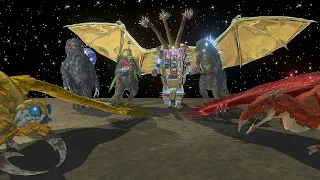 Mecha ghidorah Invasion VS Godzilla,Mothra,Megalon - Animal Revolt Battle Simulator