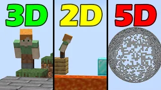 minecraft in 5D vs 4D vs 3D vs 2D