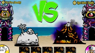 The Battle Cats - Li´l Island Cat VS Manic Island Cat   (Tiny fins(deadly) VS Ogre island(Deadly))