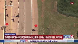 Three troopers seriously injured after wreck in Oklahoma City involving motorcade for fallen police