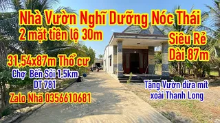 KẸT BÁN ĐẤT 2 Mặt Tiền Nhựa Tặng Nhà Nóc Thái Nghĩ Dưỡng Dài 87m cách chợ Bến Sỏi 1,5Km Rẻ Tây Ninh