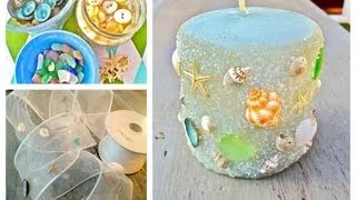 DIY Seashell, seaglass and sand Candles
