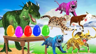 Cow Tiger Bull Cheetah Mammoth Elephant vs Zombie Dinosaur Who Is the Fastest Animal!? Wild Animals