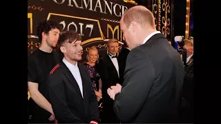 Louis meeting Prince William and Kate at the Royal Variety Performance in London