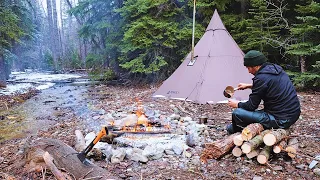 Camping in Rain and Snow - Hiking, Fishing, and Bear encounter
