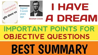 I HAVE A DREAM | Important points and Summary | Objective Questions