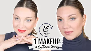 15 MIN = 1 MAKEUP & 4 OPTIONS POUR LES LÈVRES | Maquillage rapide facile et débutant