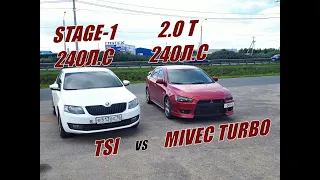 КТО ТО БЫЛ ЖЁСТКО НАКАЗАН... Мощный Лансер 10 2.0 vs Шкода Октавия 1.8Т. ГОНКА!!!