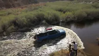 Rivian R1T water crossing at Mojave River, California