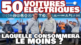 MEGA CHALLENGE - 50 voitures électriques qui roulent ensemble : laquelle consommera le moins ?