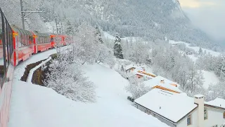 Bernina Express: A Winter Journey from Chur to Tirano, Snow Season, Switzerland 4K