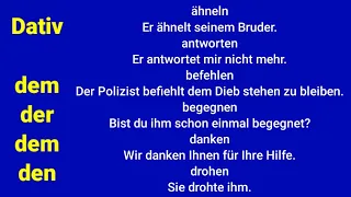 Deutsch Dativ, passen, stehen, helfen, gratulieren, es geht, gefallen, gehören, anbieten, schmecken,