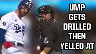 Umpire gets drilled during eventful at bat, a breakdown