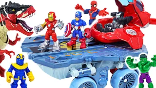 Marvel Superhero Adventures 4-in-1 Helicarrier! Hulk and War Machine riding! | DuDuPopTOY