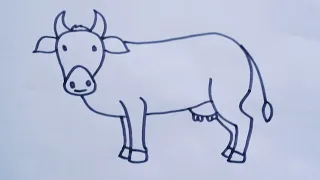 How to draw a Cow easy way 🐄 Cow drawing step by step//cartoon Cow drawing for beginners