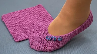 Knitted slippers from a square is easy and simple - without a seam on the sole!