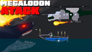 Megalodon Attacks Ships and boats in People Playground(1)