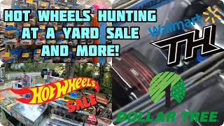 HOT WHEELS HUNTING AT A YARD SALE, WALMART, AND SUPER DOLLAR TREE! | 100 SUB SPECIAL