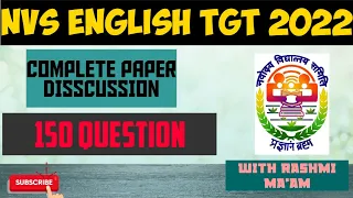 NVS ENGLISH TGT 2022 OFFICIAL ANSWER KEY/COMPLETE PAPER DISCUSSION