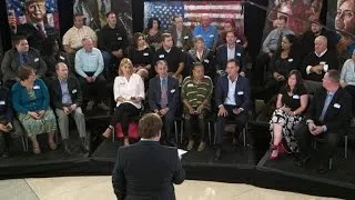 Undecided voters speak to Frank Luntz during focus group