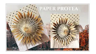 Folding a paper protea from a book #proteas #papercraft #3dpapercraft