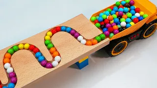 Marble Run Race ☆ HABA Slope & Retro Makita Truck, Garbage Truck Long Version #014