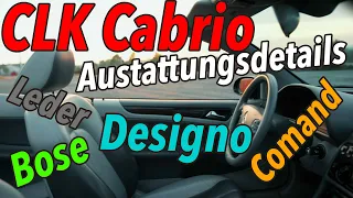 CLK320 Cabrio Ausstattungsdetails 🔎  Designo Holz, Comand, Leder-Lenkrad, Bose Anlage (W208)