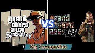 gta 4 vs gta sanandreas | gta san vs gta 4 big comparsion | gta san graphic vs gta 4 | carl vs niko.