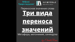 Переносное значение слова. Три вида переноса значений. Метафора, метонимия, синекдоха