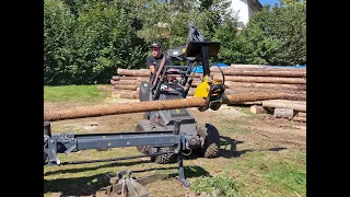 Brennholz machen mit Sägespaltautomat und Minilader