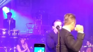 Robbie Williams and Ewan McGregor singing Angels at the Unicef Halloween Ball