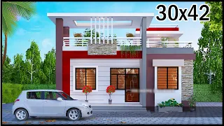 30'-0"x42'-0" 3D House Design With Map | 30x42 Ghar Ka Naksha |  Ghar ka Design | Gopal Architecture